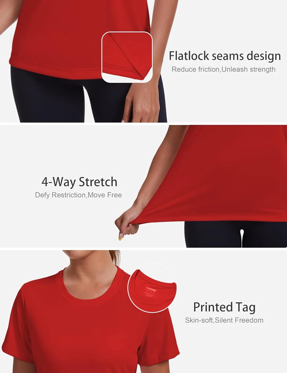 Women's Short Sleeve T-Shirts UPF 50  Sun Protection Workout Tops Athletic Running Gym Rash Guard Shirts