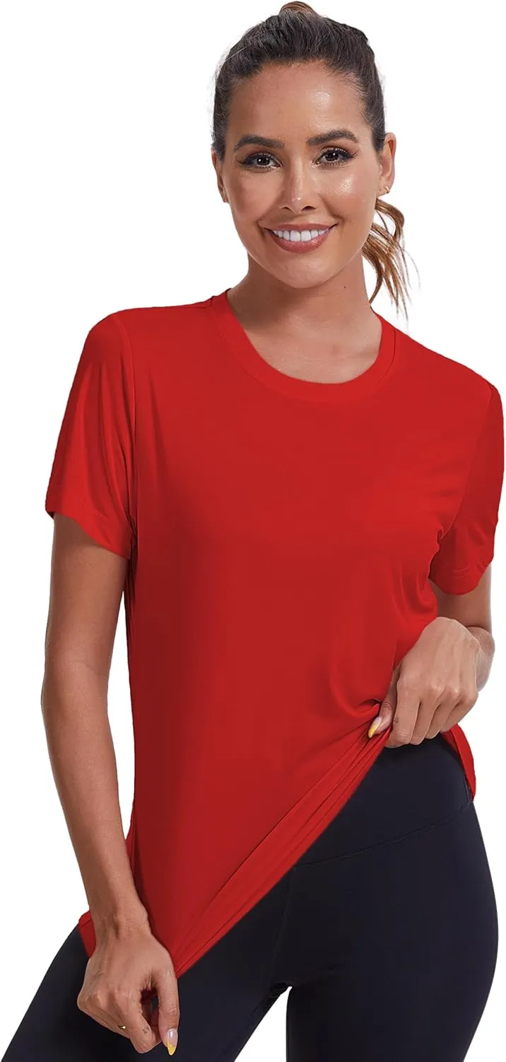 Women's Short Sleeve T-Shirts UPF 50  Sun Protection Workout Tops Athletic Running Gym Rash Guard Shirts