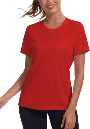 Women's Short Sleeve T-Shirts UPF 50  Sun Protection Workout Tops Athletic Running Gym Rash Guard Shirts