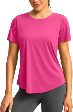 Women's Short Sleeve Workout Shirts Breathable UPF 50  Sun Protection T-Shirts Quick Dry Gym Running Hiking Tops