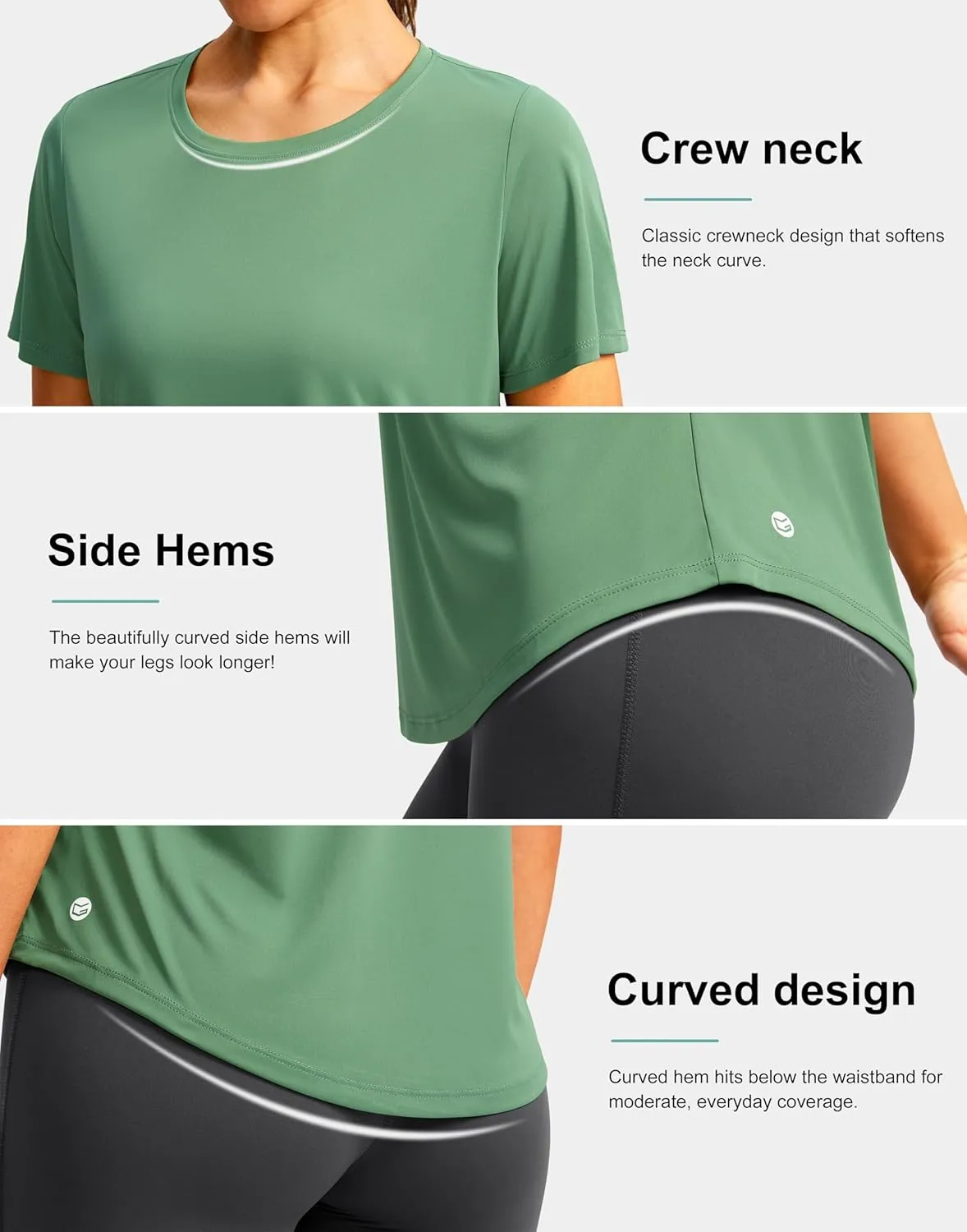 Women's Short Sleeve Workout Shirts Breathable UPF 50  Sun Protection T-Shirts Quick Dry Gym Running Hiking Tops