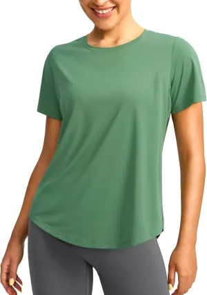 Women's Short Sleeve Workout Shirts Breathable UPF 50  Sun Protection T-Shirts Quick Dry Gym Running Hiking Tops