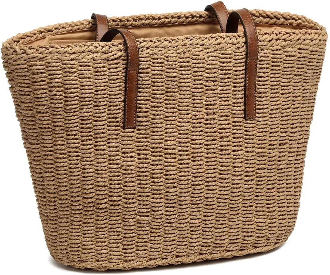 Women's Shoulder Handbags Beach Chic Tote Purse Leisure Vacation Hobo Bag with Zipper Closure