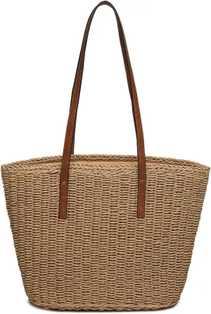 Women's Shoulder Handbags Beach Chic Tote Purse Leisure Vacation Hobo Bag with Zipper Closure