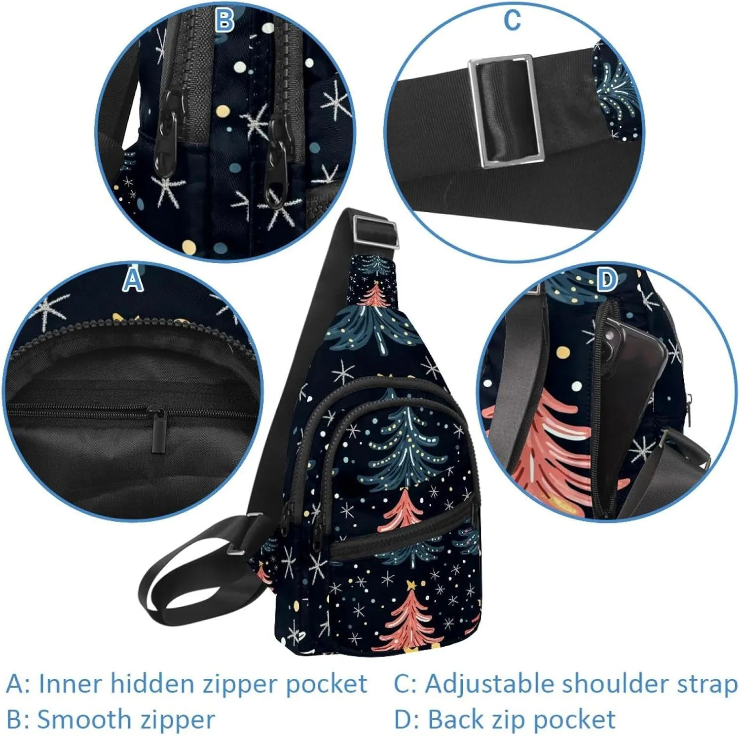 Women's Sling Backpack, Christmas Tree (3)