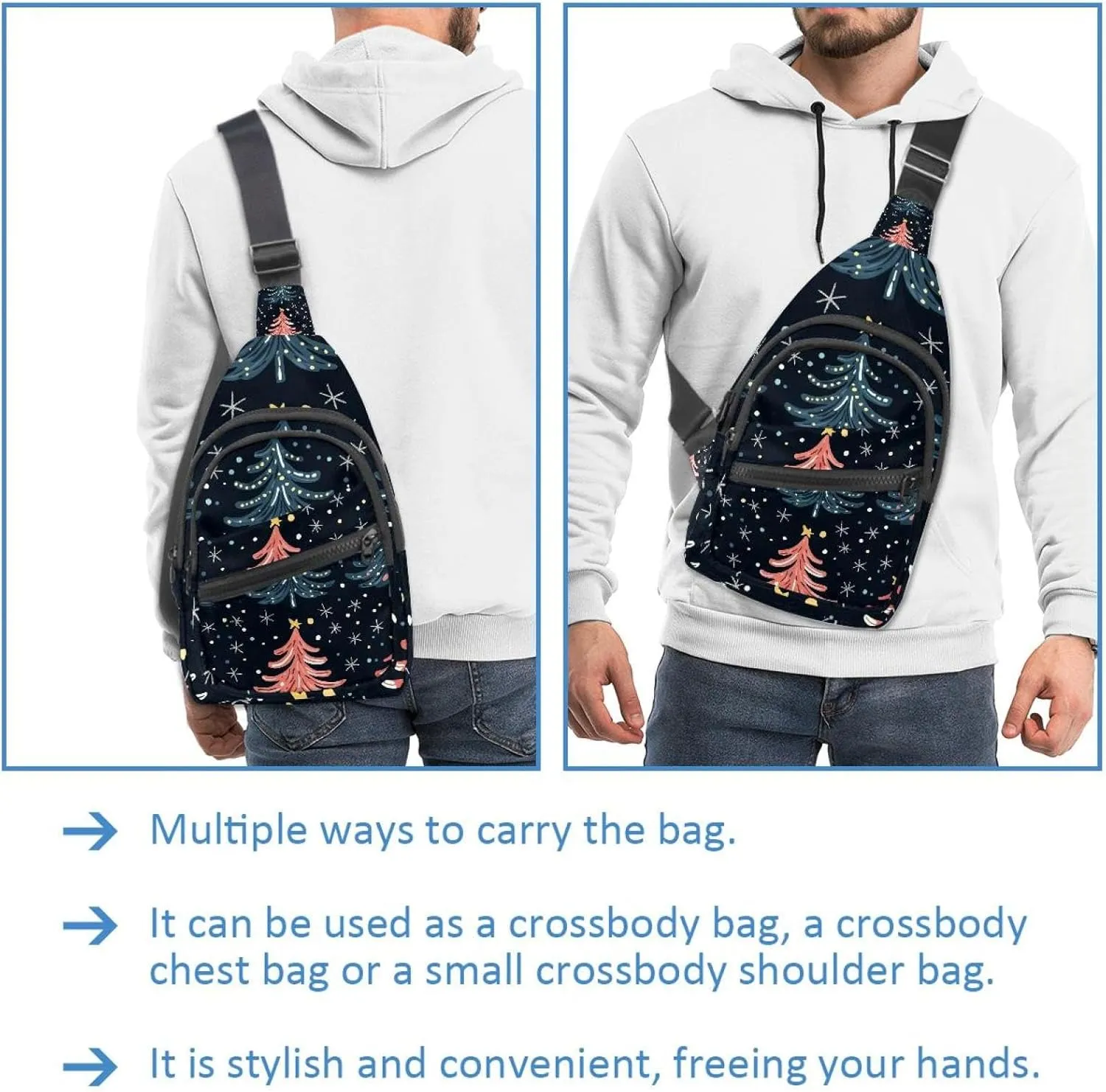 Women's Sling Backpack, Christmas Tree (3)