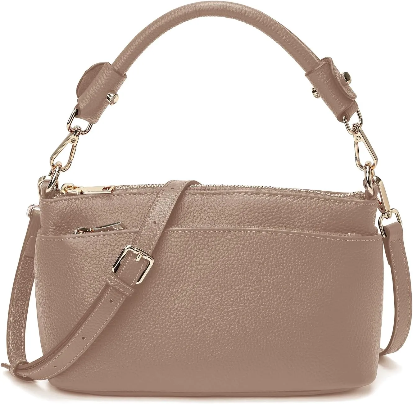Women's Small Crossbody Bags Lady Cow Leather Shoulder Handbag Purse with 3 Shoulder Straps
