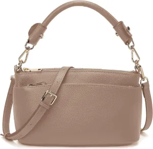 Women's Small Crossbody Bags Lady Cow Leather Shoulder Handbag Purse with 3 Shoulder Straps