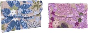 Women’s Straw Clutch Bag with Floral Embroidery and Sequins Elegant Evening Purse for Wedding Travel