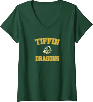 Womens Tiffin University Dragons Campus Classic V-Neck T-Shirt