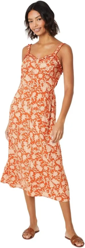 Womens/Ladies Floral Button Through Midi Dress (12 US) (Rust), Rust, 12 US