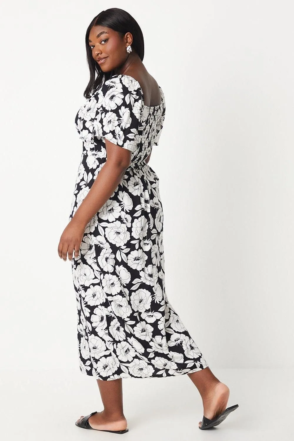Womens/Ladies Floral Tie Detail Plus Midi Dress