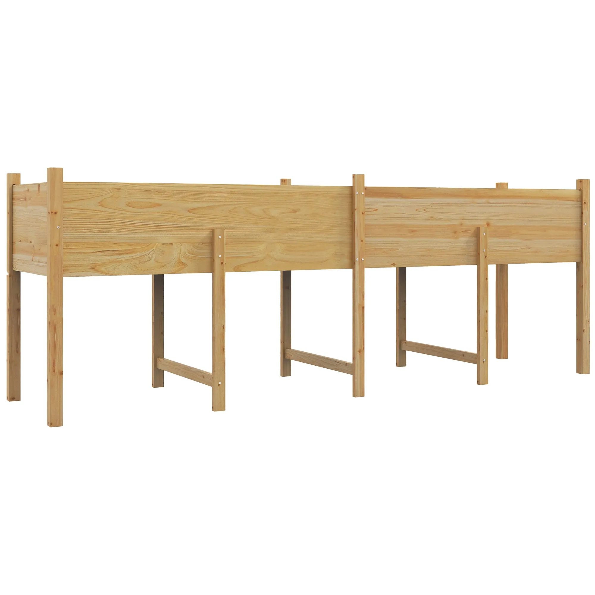 Wooden Raised Garden Bed Planter with Bed Liner and Drain Holes, Large Elevated Planter Box with Legs for Vegetables Flowers Herbs, Outdoor and Indoor, 7.4' x 1.8' x 2.6'