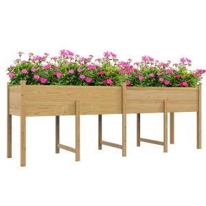 Wooden Raised Garden Bed Planter with Bed Liner and Drain Holes, Large Elevated Planter Box with Legs for Vegetables Flowers Herbs, Outdoor and Indoor, 7.4' x 1.8' x 2.6'