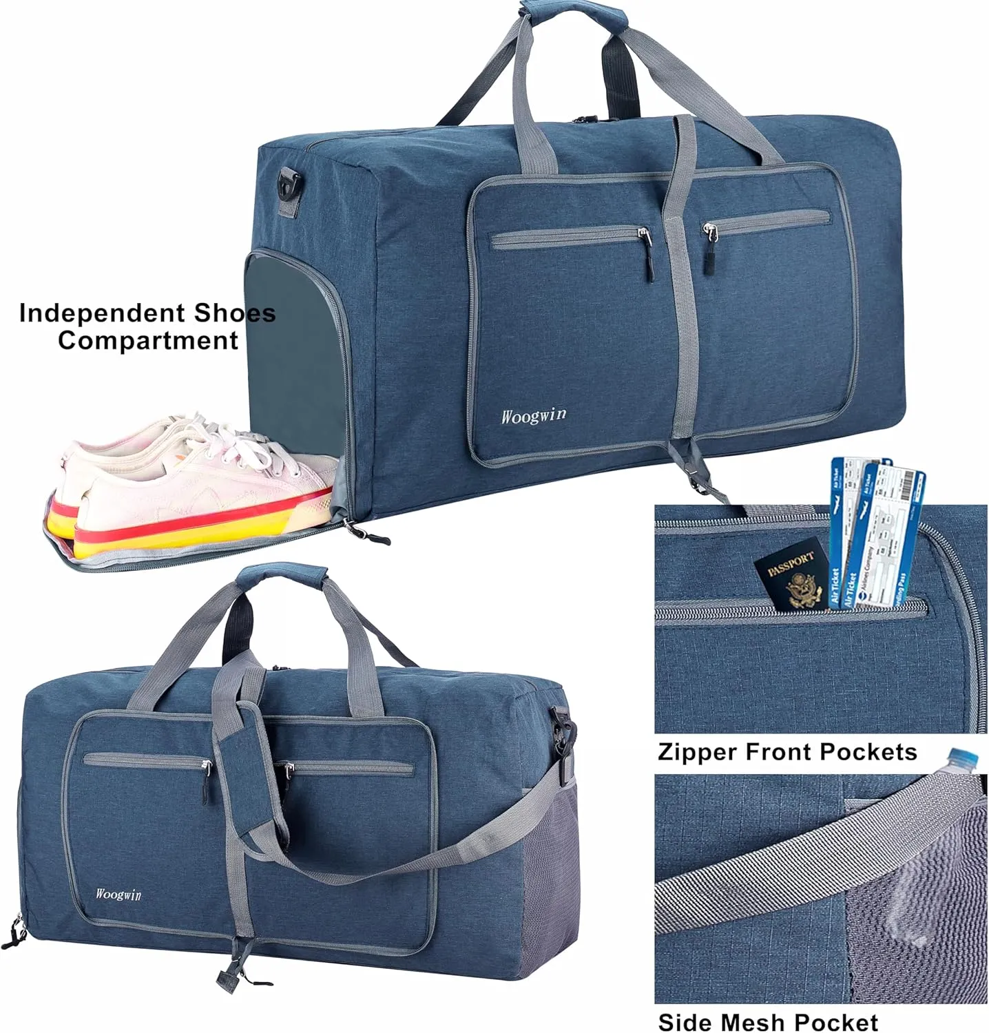 Woogwin Travel Duffel Bag Large Foldable Waterproof Overnight Bag for Beach Swim Bags Pool Sports Gym