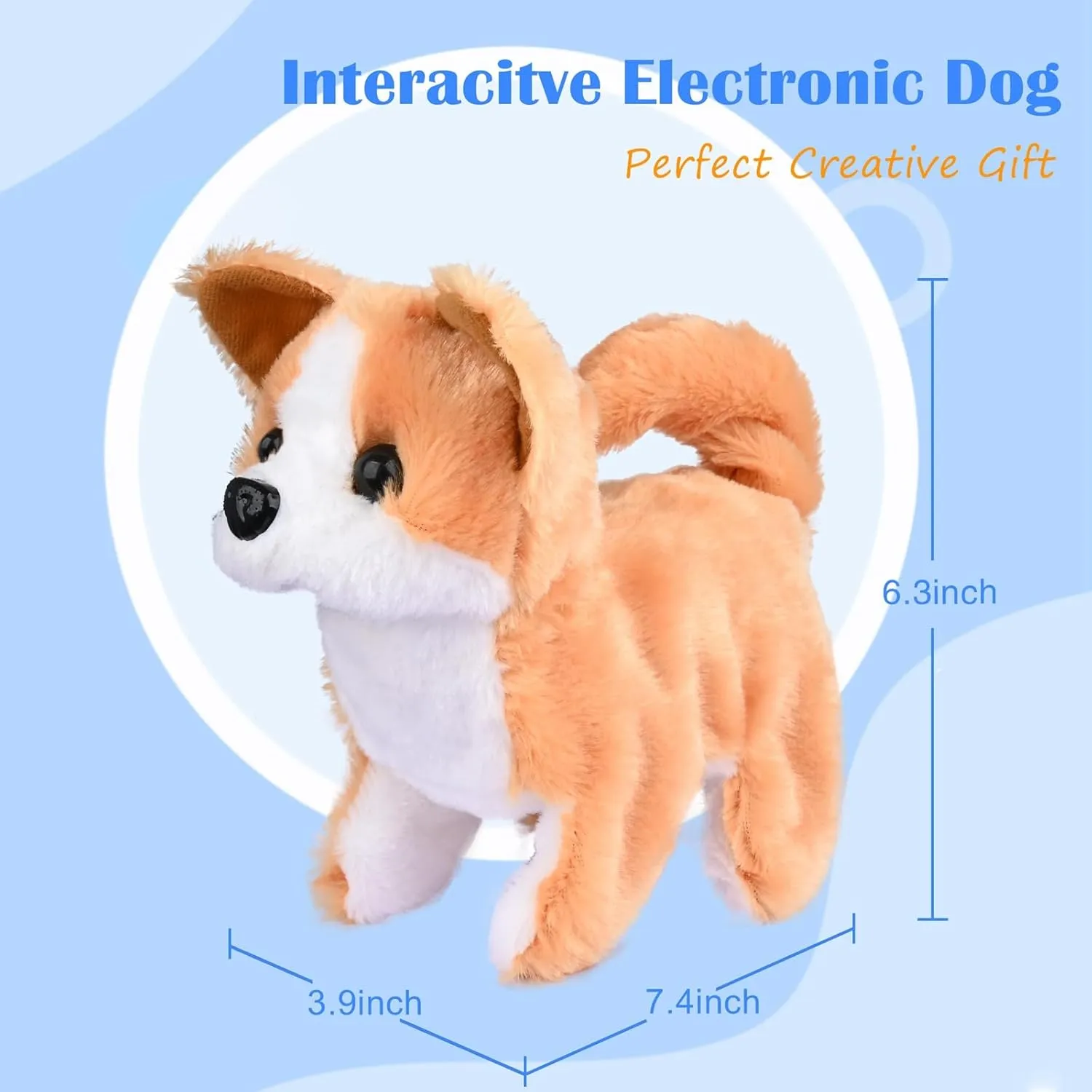 WorWoder Plush Shiba Inu Toy Puppy Electronic Interactive Pet Dog - Walking, Barking, Tail Wagging, Stretching Companion Animal for Kids (Shiba Inu)