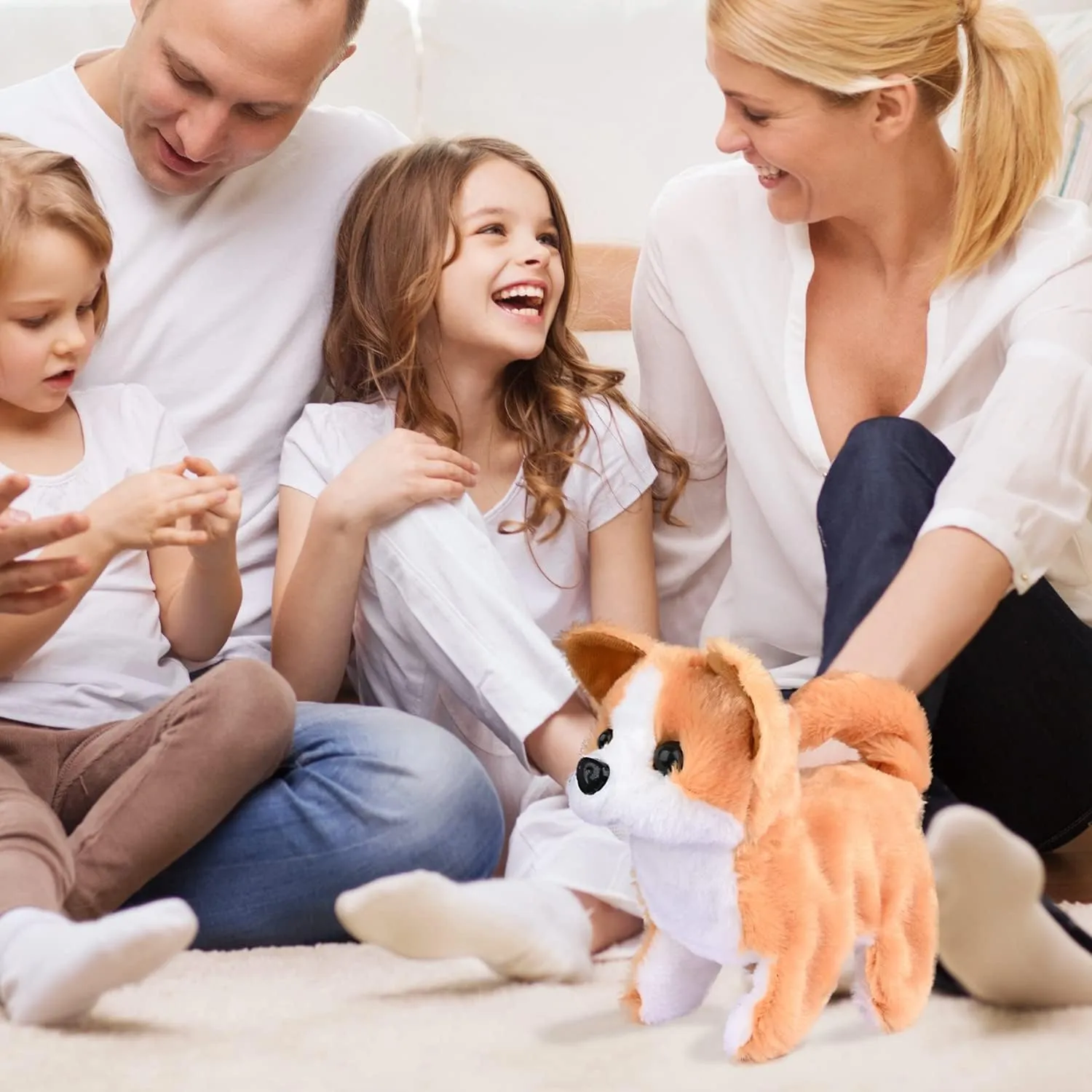 WorWoder Plush Shiba Inu Toy Puppy Electronic Interactive Pet Dog - Walking, Barking, Tail Wagging, Stretching Companion Animal for Kids (Shiba Inu)