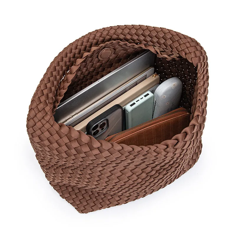 Woven Bag for Women, Neoprene Tote Bag Large Summer Beach Travel Handbag
