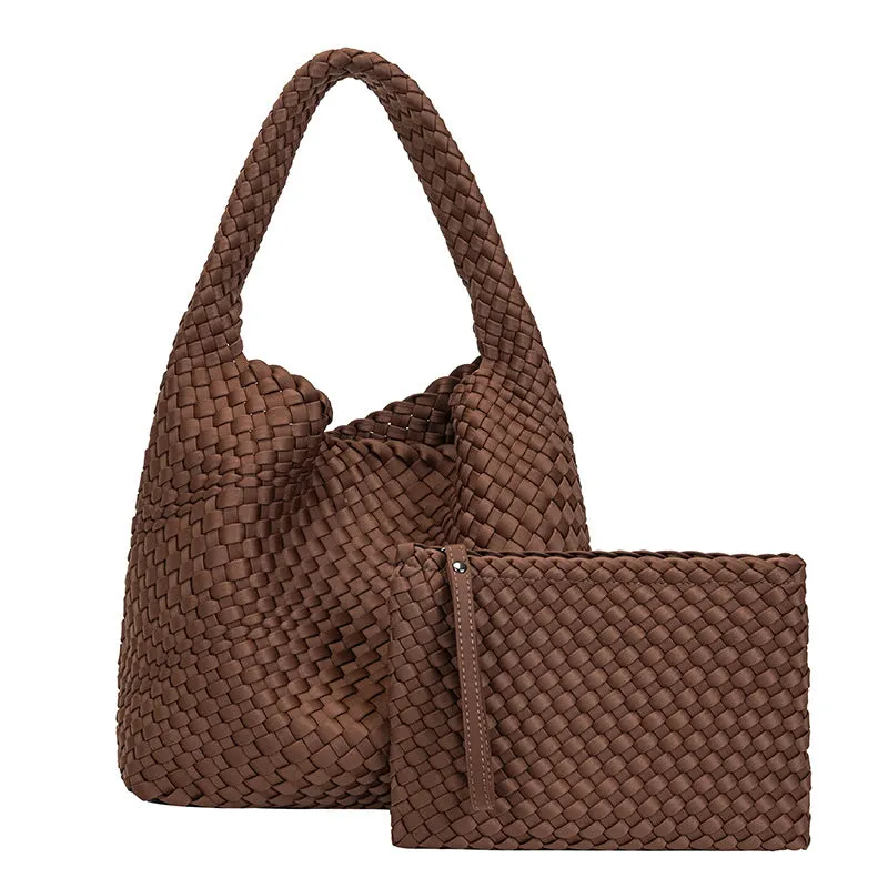 Woven Bag for Women, Neoprene Tote Bag Large Summer Beach Travel Handbag