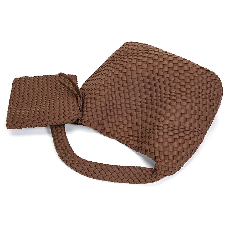 Woven Bag for Women, Neoprene Tote Bag Large Summer Beach Travel Handbag