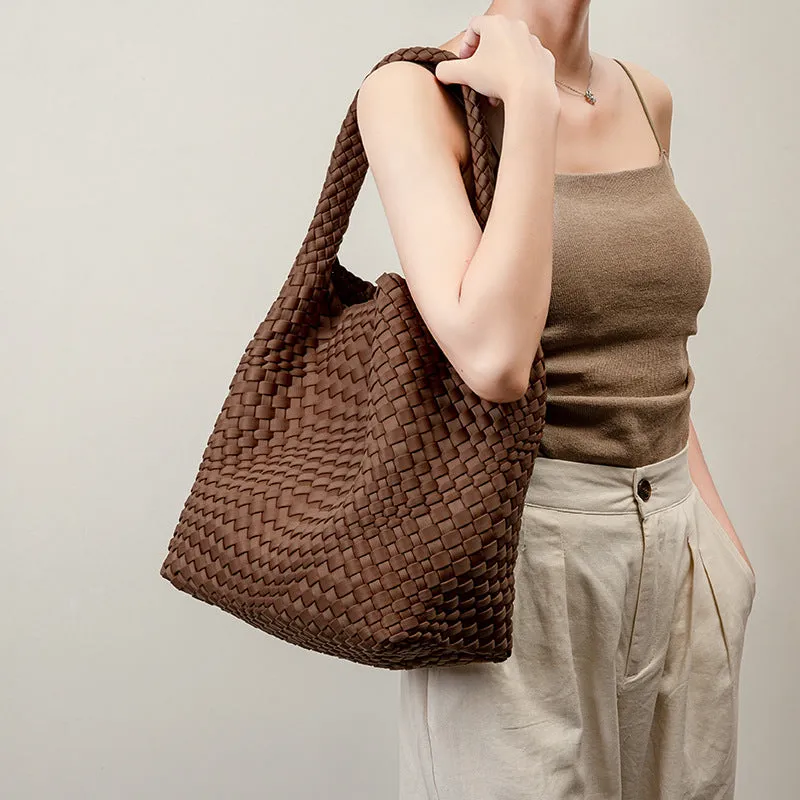 Woven Bag for Women, Neoprene Tote Bag Large Summer Beach Travel Handbag