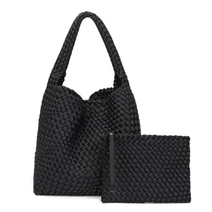 Woven Bag for Women, Neoprene Tote Bag Large Summer Beach Travel Handbag