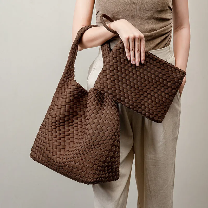 Woven Bag for Women, Neoprene Tote Bag Large Summer Beach Travel Handbag