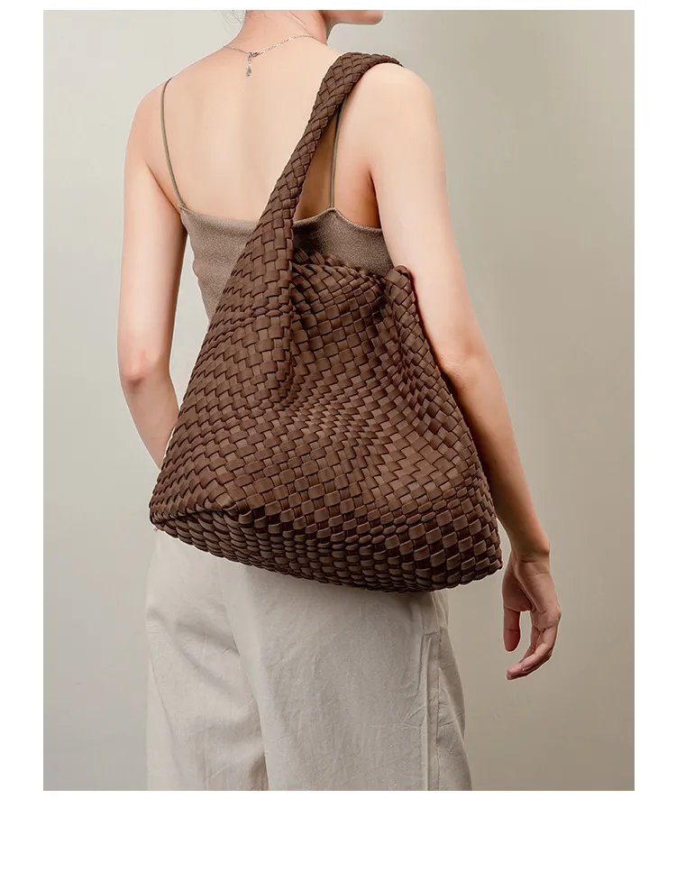 Woven Bag for Women, Neoprene Tote Bag Large Summer Beach Travel Handbag
