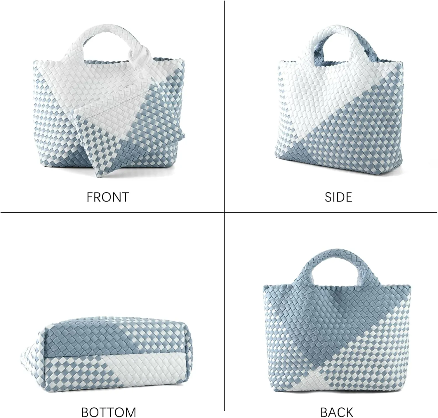 Woven Bag for Women Neoprene Tote Bag Summer Beach Travel Handbag and Purse Lightweight Foldable Retro Handmade Shoulder Bag