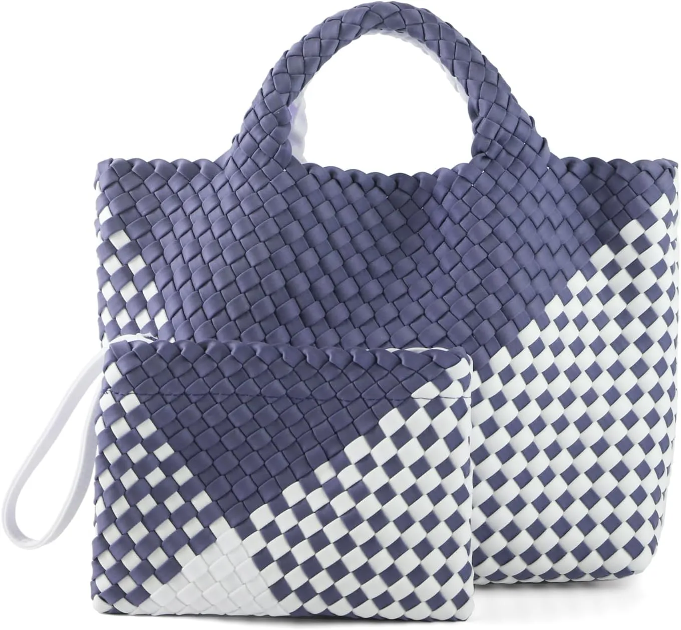 Woven Bag for Women Neoprene Tote Bag Summer Beach Travel Handbag and Purse Lightweight Foldable Retro Handmade Shoulder Bag