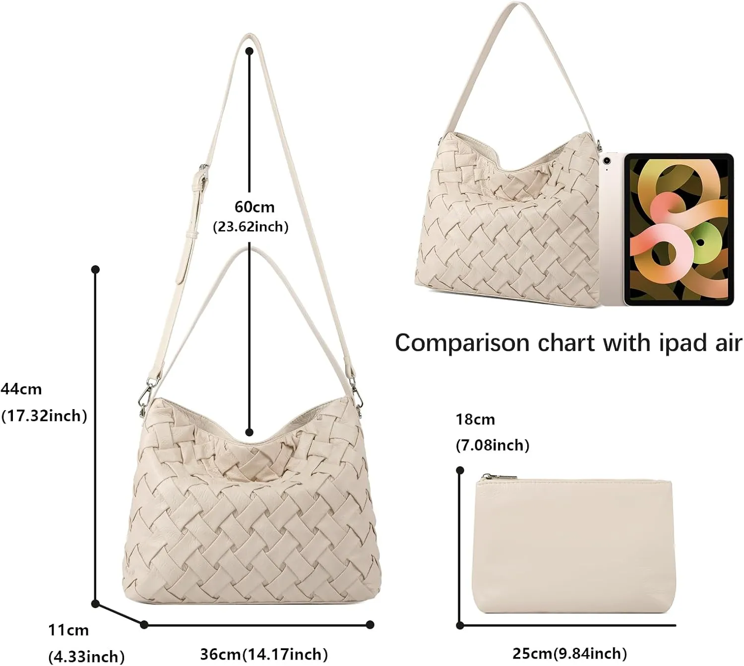 Woven Bag for Women, Vegan Leather Tote Bag Handmade Large Summer Beach Shoulder Bags