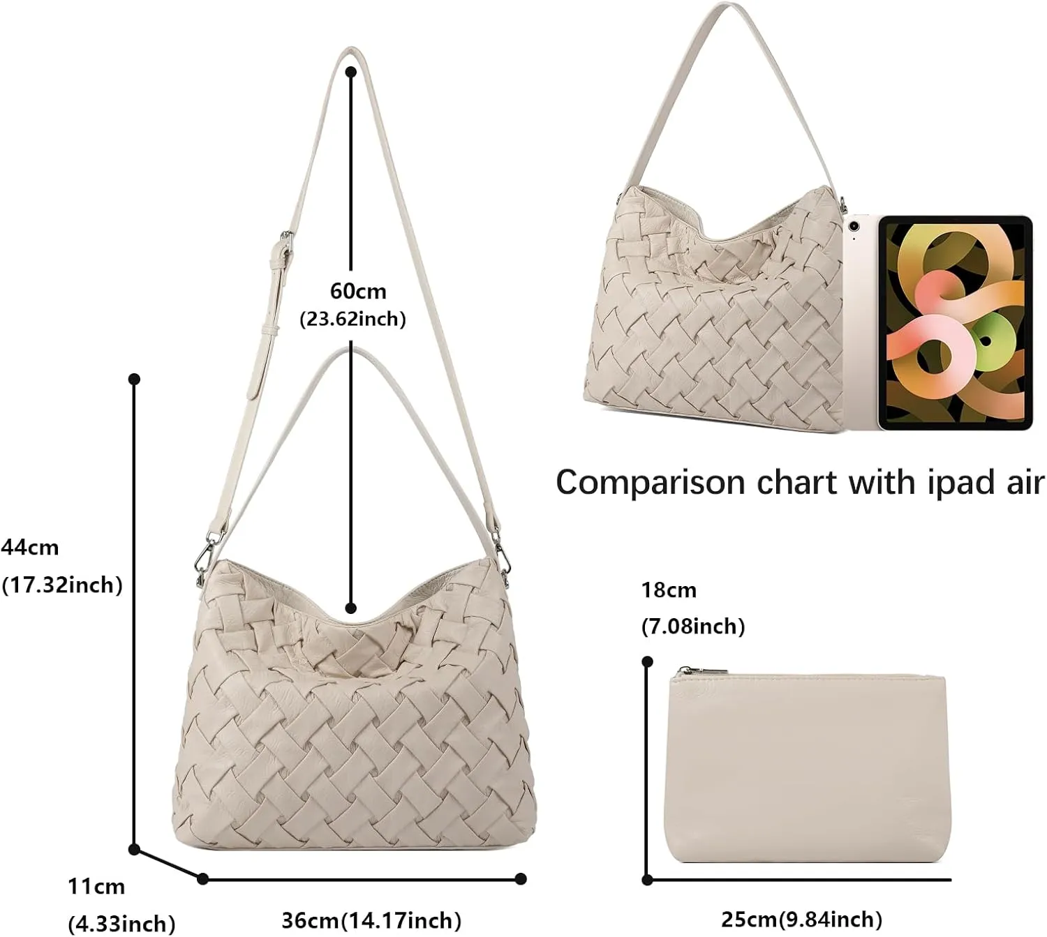 Woven Bag for Women, Vegan Leather Tote Bag Handmade Large Summer Beach Shoulder Bags