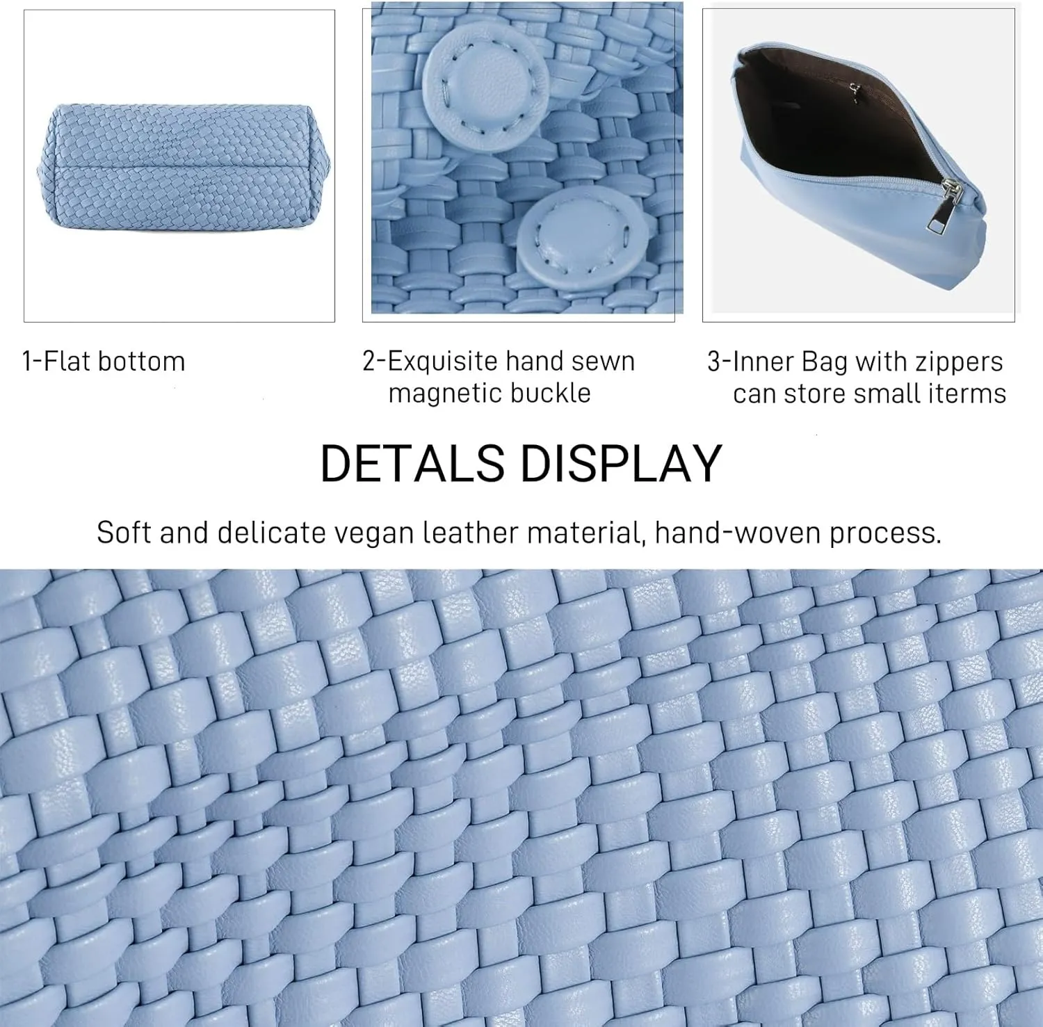 Woven Bag for Women，Vegan Leather Handwoven Tote Bags with Purse Shopper Bag Large Shoulder bag