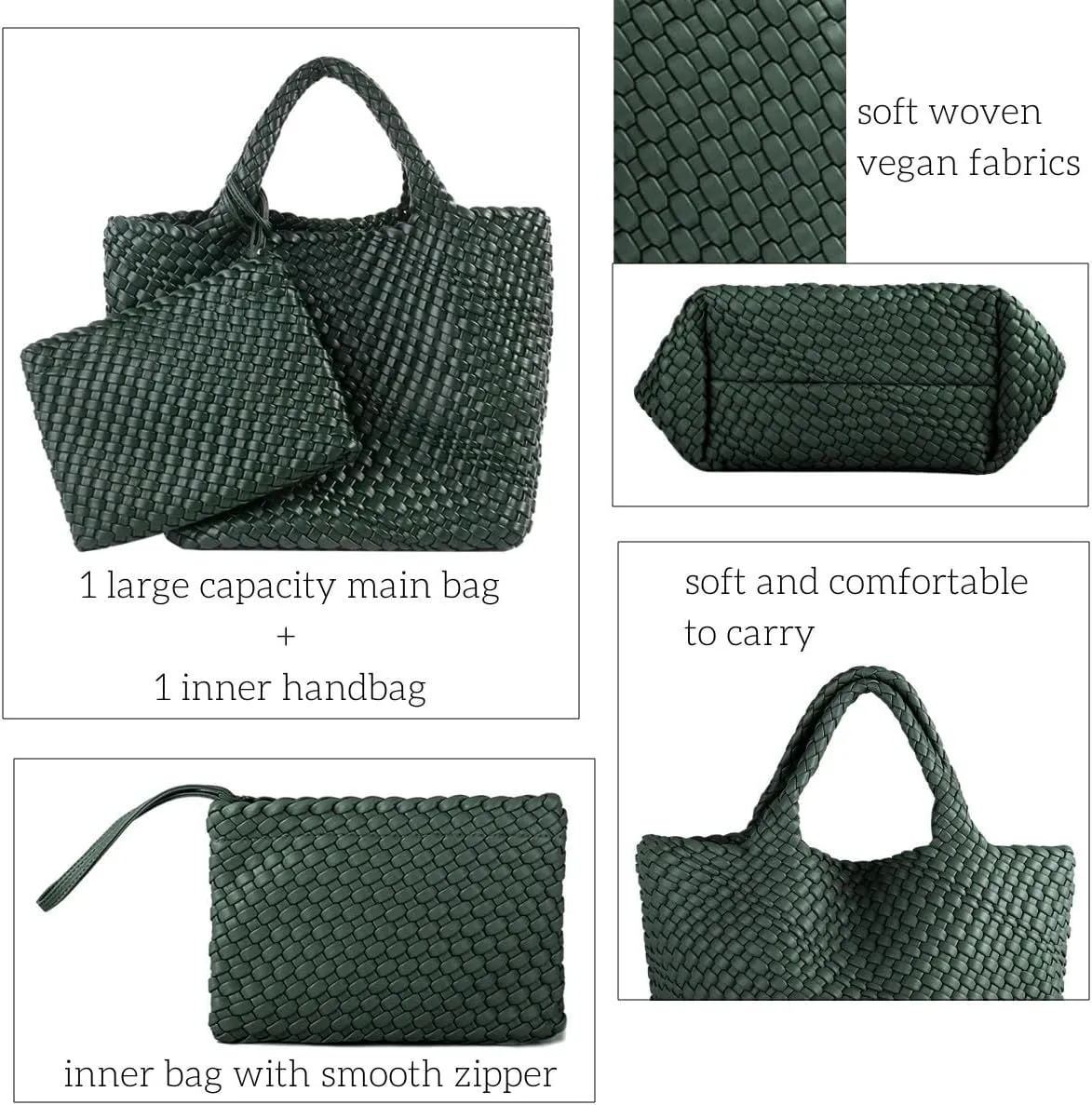 Woven Bags for Women Vegan Leather Tote Shoulder Bags Woven Purses and Handbags Handmade Large Shopper Bag