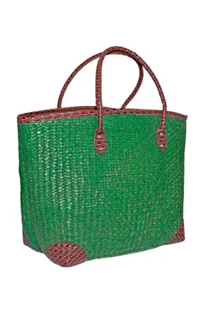 Woven Seagrass Tote in Green