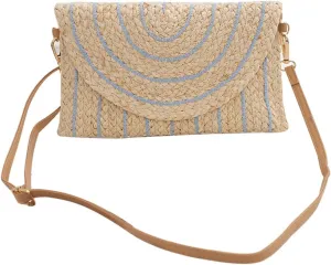 Woven Shoulder Bag with Adjustable Strap Trendy Crossbody Bag Flap Summer Beach Envelope Wallet Straw Bag for Wome
