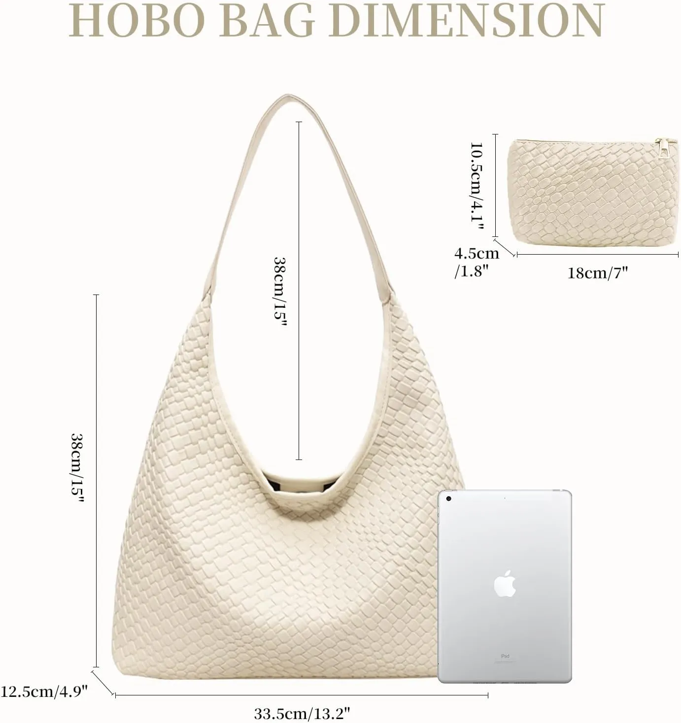 Woven Shoulder Bags for Women 2 PCS Small Leather Hobo Handbag Trendy Underarm Purse Fall Slouchy Tote Bag 2025