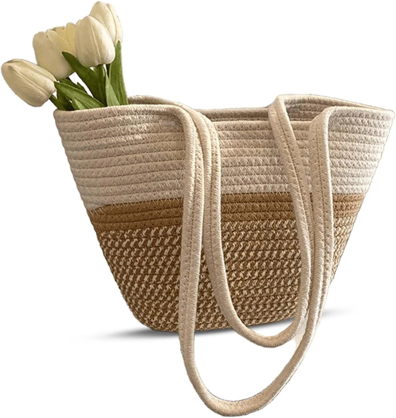 Woven Straw Bag for Women, Large Capacity Vegetable Basket Tote, Single Shoulder Underarm Bag
