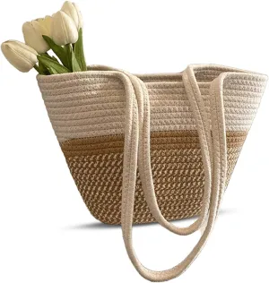 Woven Straw Bag for Women, Large Capacity Vegetable Basket Tote, Single Shoulder Underarm Bag