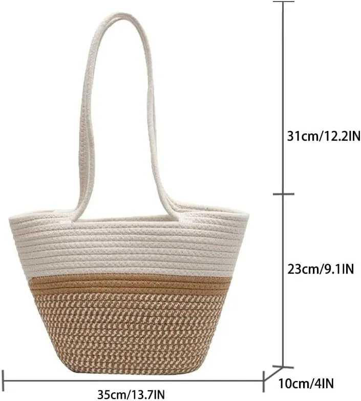 Woven Straw Bag for Women, Large Capacity Vegetable Basket Tote, Single Shoulder Underarm Bag