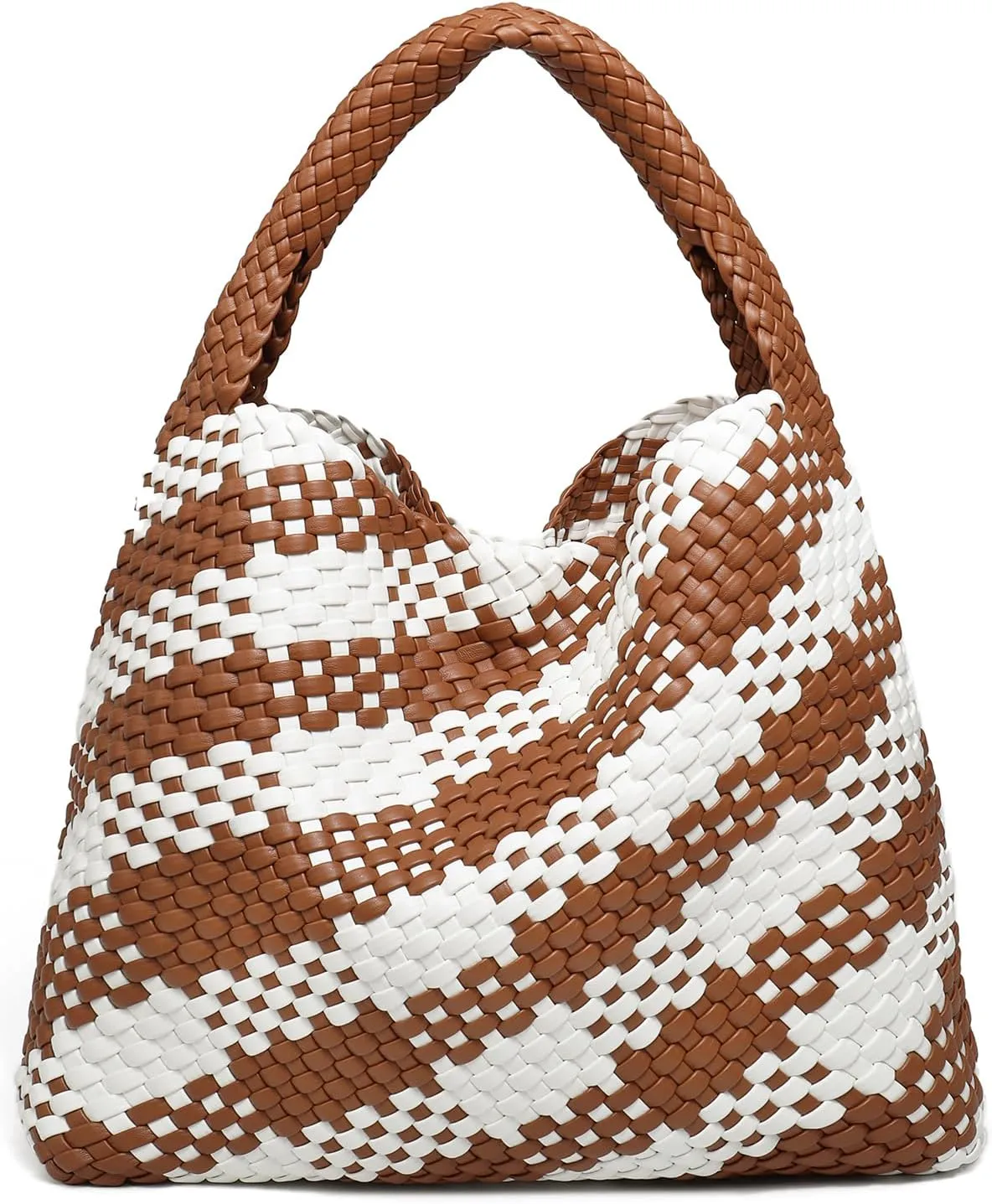 Woven Tote Bag for Women, Fashion Woven Bags for Women Vegan Leather Shoulder Handbags Large Summer Beach Travel Bag