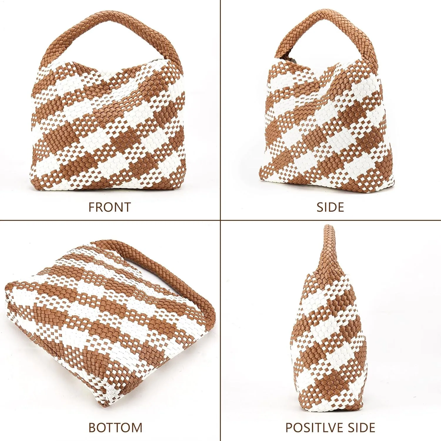 Woven Tote Bag for Women, Fashion Woven Bags for Women Vegan Leather Shoulder Handbags Large Summer Beach Travel Bag