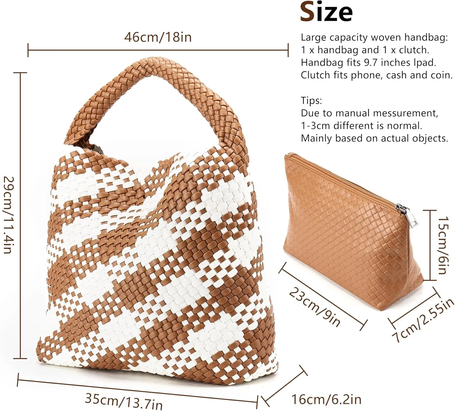 Woven Tote Bag for Women, Fashion Woven Bags for Women Vegan Leather Shoulder Handbags Large Summer Beach Travel Bag