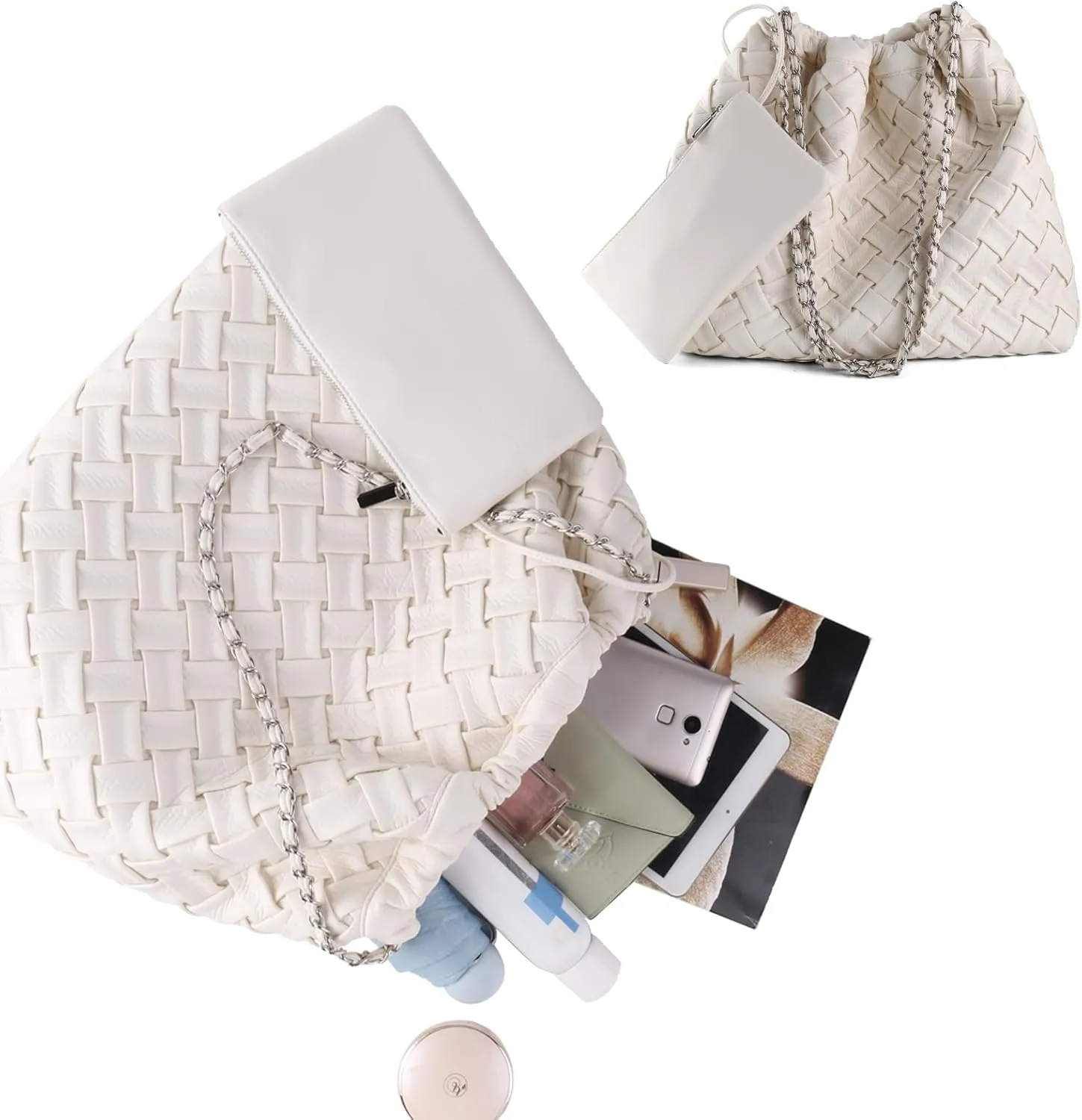 Woven Tote Bag for Women Large Summer Beach Hobo Handbags Handmade Top-handle Shoulder Bag with Purse