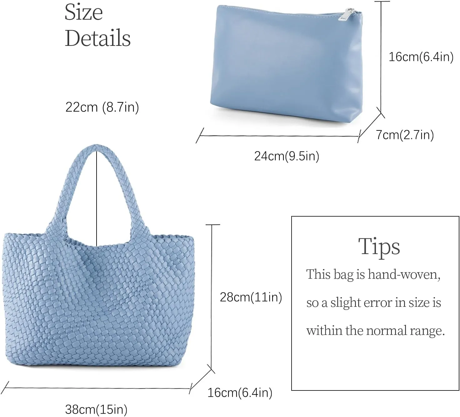 Woven Tote Bag for Women Vegan Leather Large Capacity Travel Handbag and Purse Foldable Retro Handmade Shoulder Bag