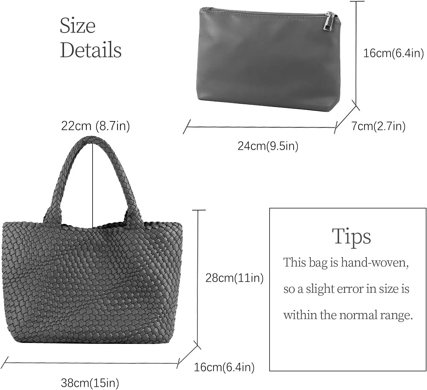 Woven Tote Bag for Women Vegan Leather Large Capacity Travel Handbag and Purse Foldable Retro Handmade Shoulder Bag