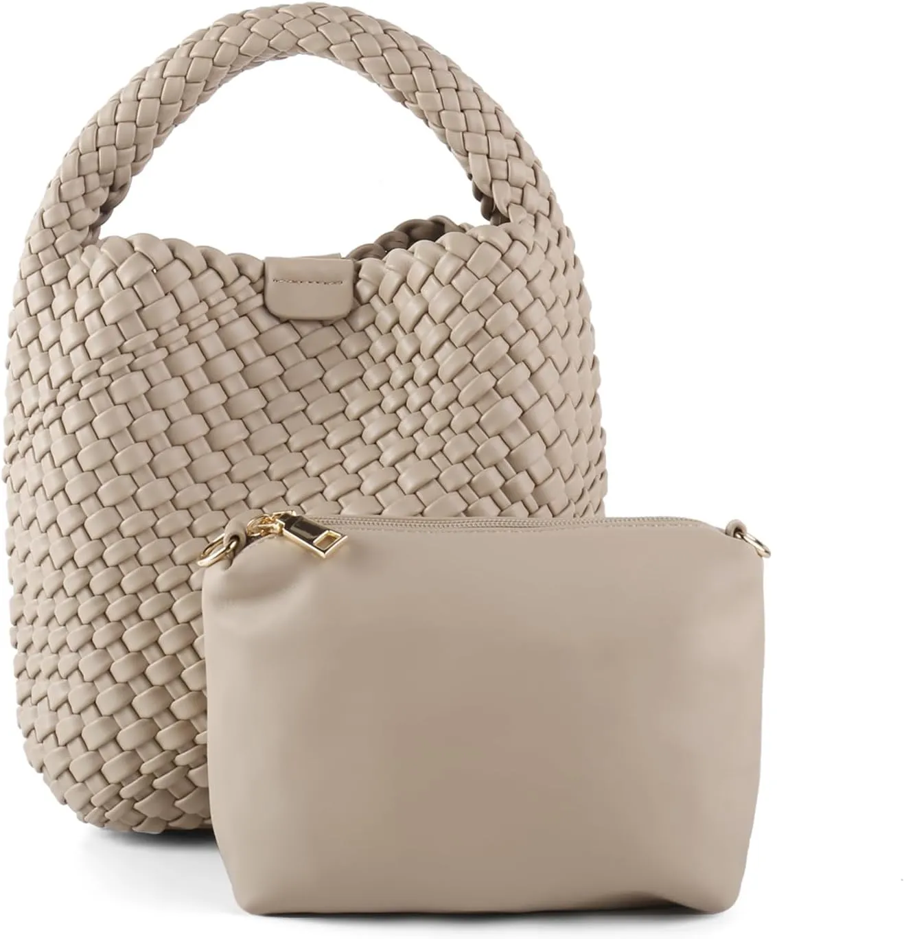 Woven Tote Bag for Women Vegan Leather Medium Size Summer Beach Travel Handbag and Purse Retro Handmade Shoulder Bag