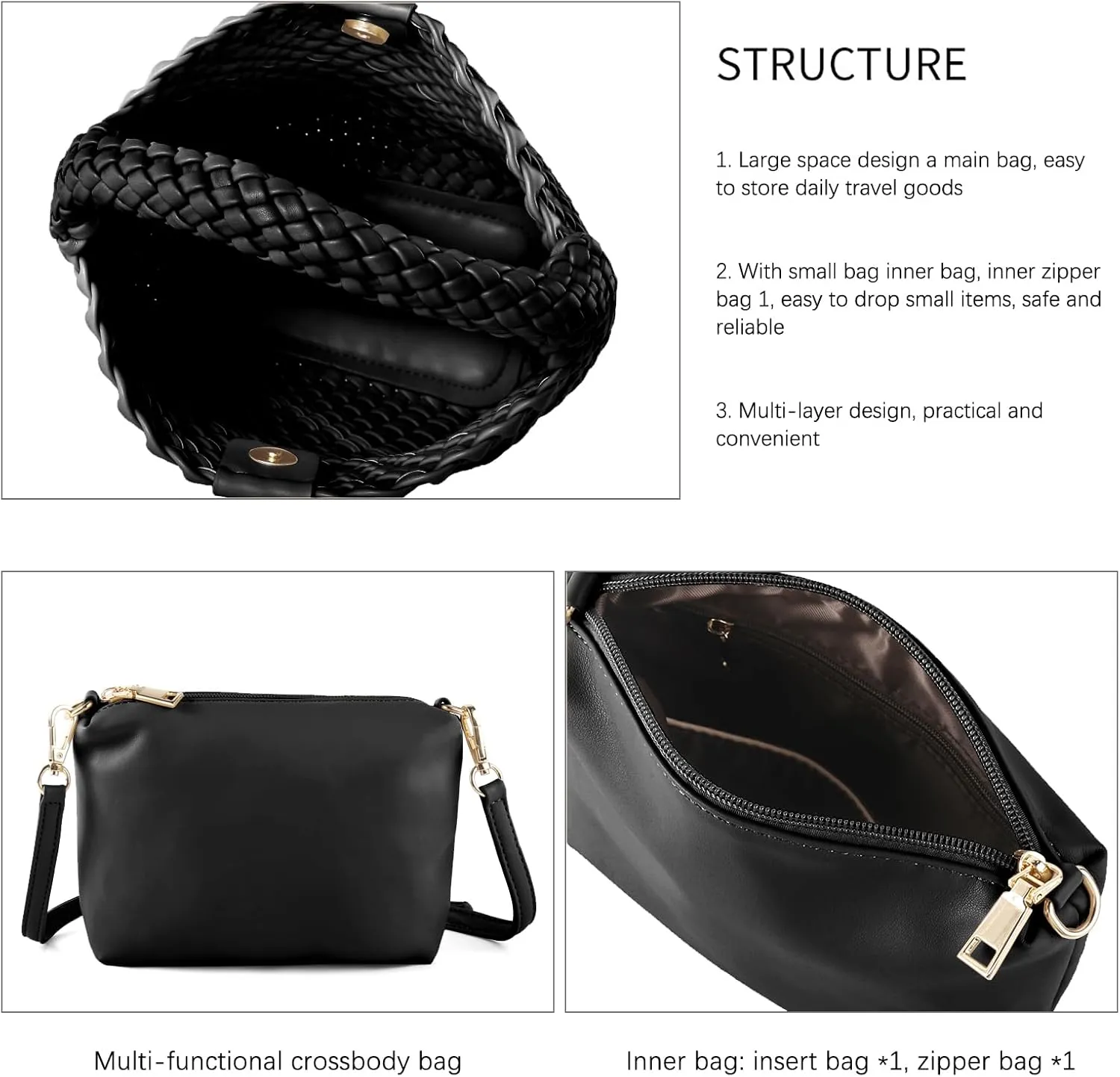 Woven Tote Bag for Women Vegan Leather Medium Size Summer Beach Travel Handbag and Purse Retro Handmade Shoulder Bag