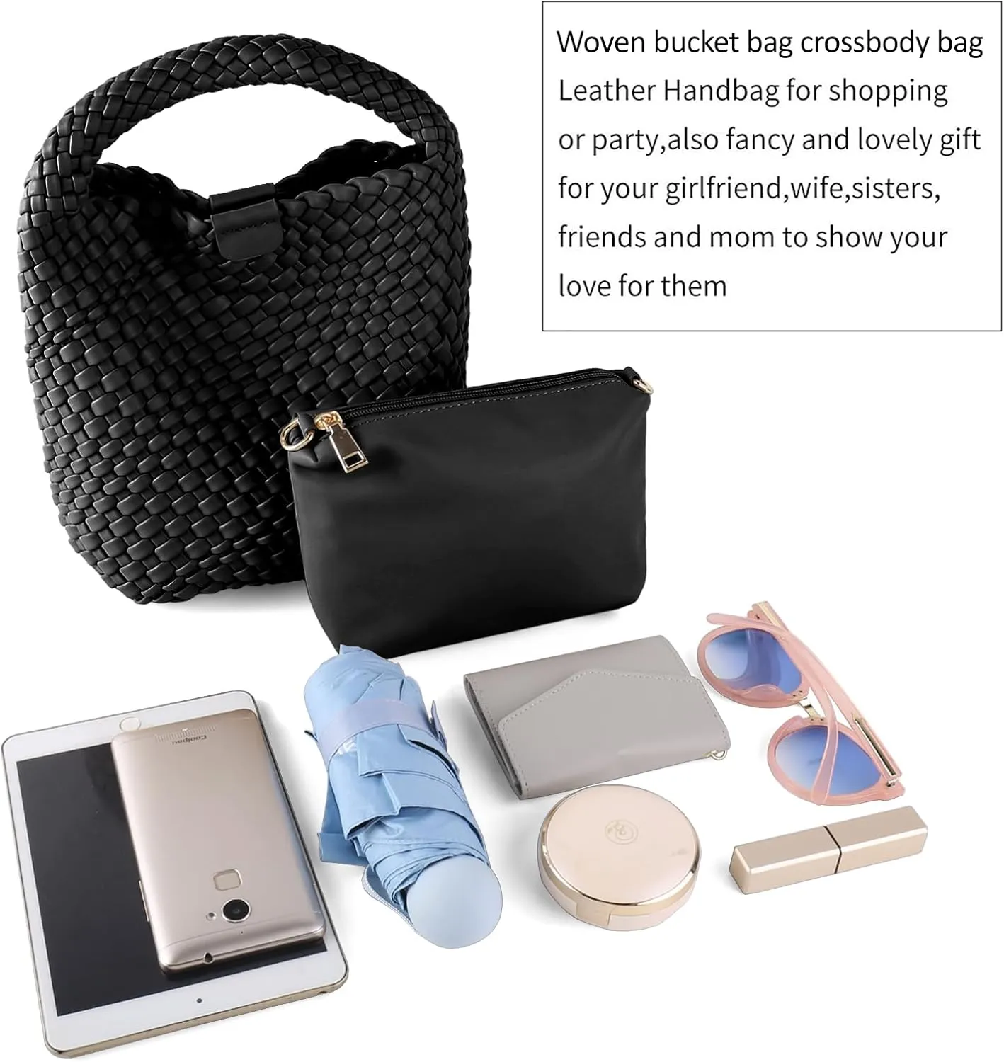 Woven Tote Bag for Women Vegan Leather Medium Size Summer Beach Travel Handbag and Purse Retro Handmade Shoulder Bag