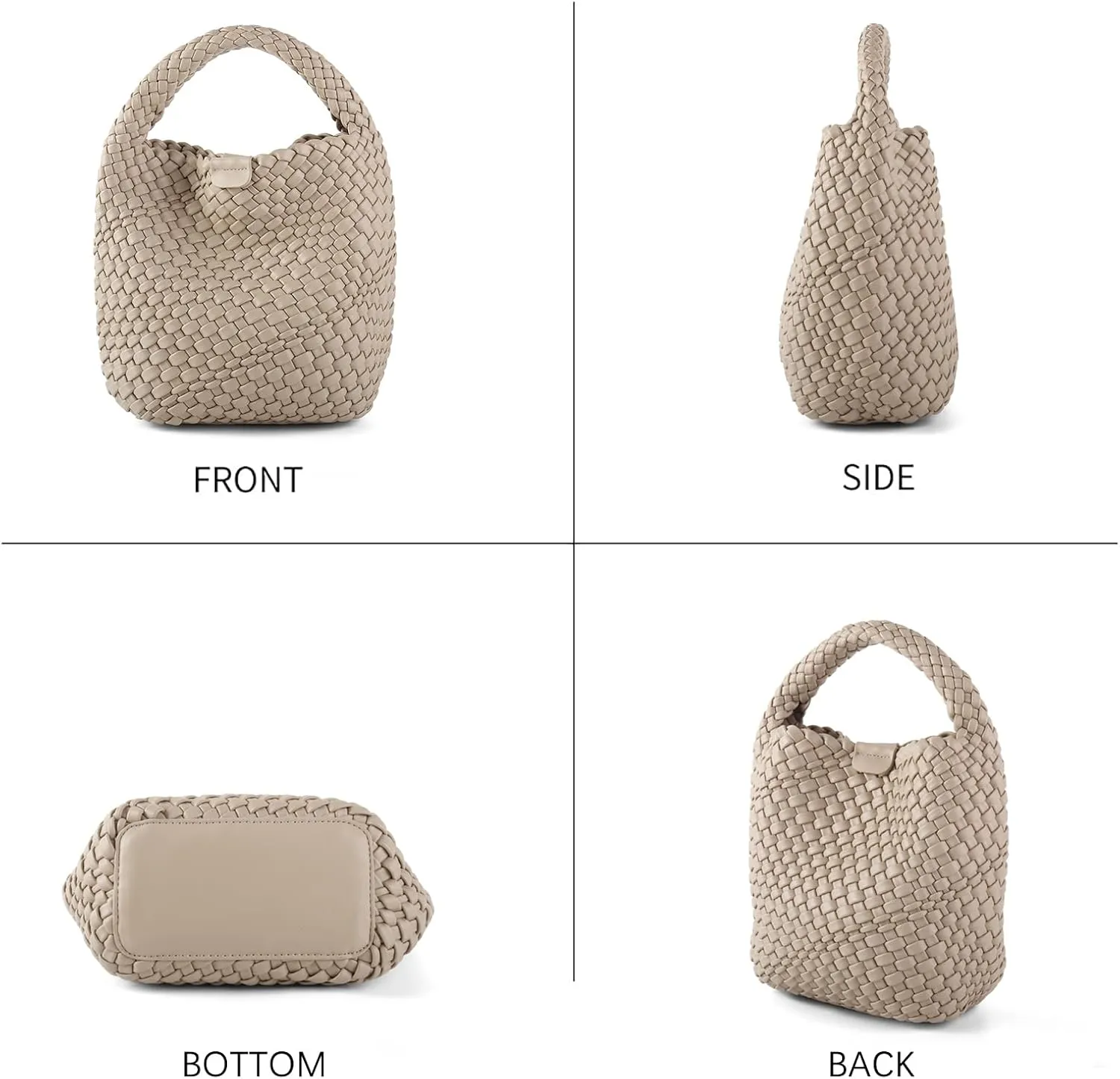 Woven Tote Bag for Women Vegan Leather Medium Size Summer Beach Travel Handbag and Purse Retro Handmade Shoulder Bag